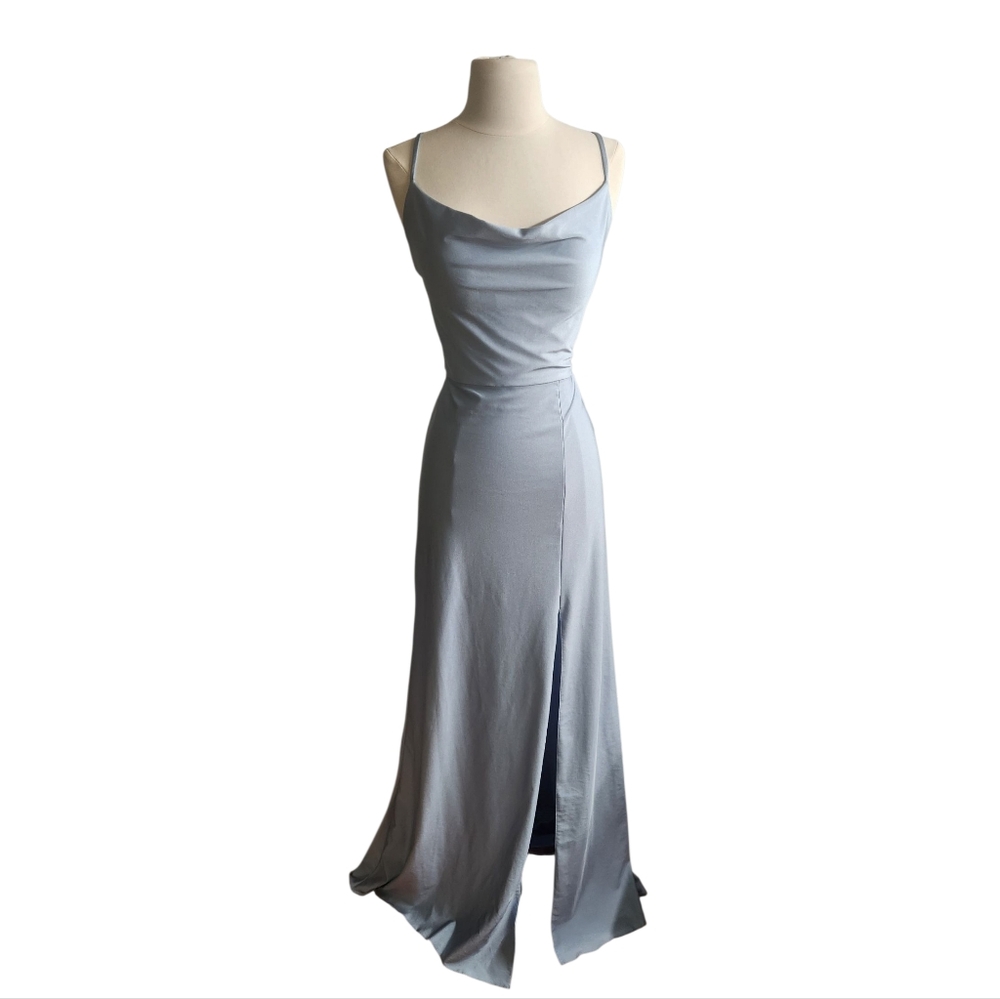 Bari Jay Slate Blue Cowl Dress